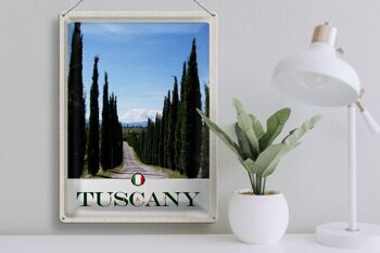 Panneau de voyage en étain, 30x40cm, toscane, italie, rue, arbres 3