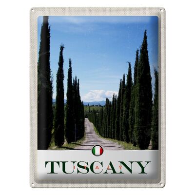 Cartel de chapa de viaje, 30x40cm, Toscana, Italia, calle, avenida, árboles