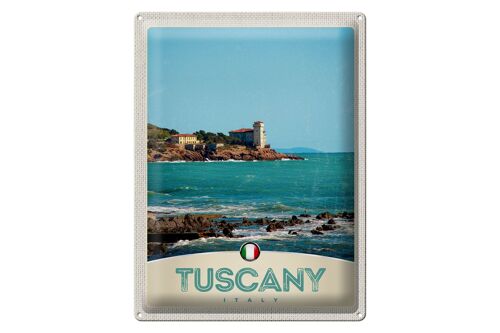 Blechschild Reise 30x40cm Toskana Italien Meer Strand Haus