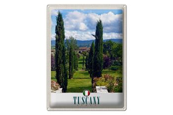 Panneau de voyage en étain, 30x40cm, toscane, italie, jardins, arbres 1