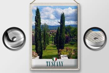 Panneau de voyage en étain, 30x40cm, toscane, italie, jardins, arbres 2
