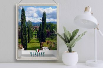 Panneau de voyage en étain, 30x40cm, toscane, italie, jardins, arbres 3