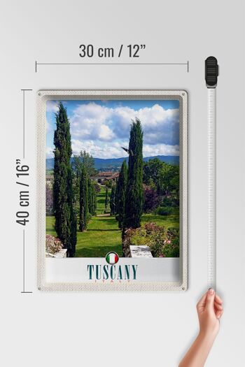 Panneau de voyage en étain, 30x40cm, toscane, italie, jardins, arbres 4