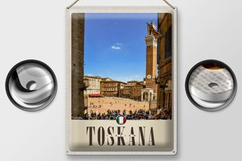 Panneau de voyage en étain, 30x40cm, toscane, italie, carré, église naturelle 2