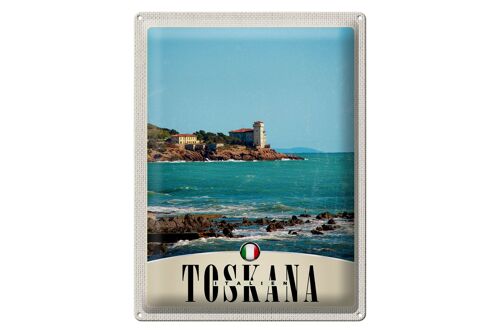 Blechschild Reise 30x40cm Toskana Italien Häuser Meer