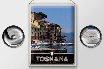 Panneau de voyage en étain, 30x40cm, toscane, italie, port, bateaux, construction 2