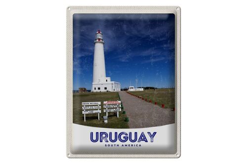 Blechschild Reise 30x40cm Uruguay Amerika USA Leuchtturm