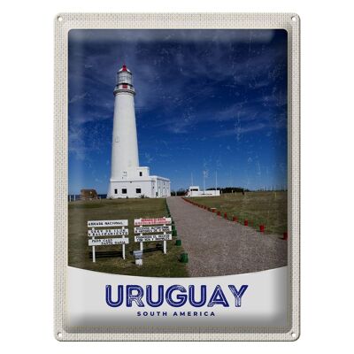 Targa in metallo da viaggio 30x40 cm Uruguay America USA Faro