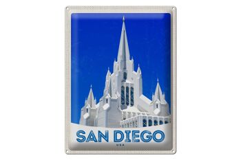 Signe en étain voyage 30x40cm, San Diego, états-unis, Architecture américaine 1