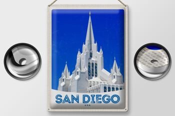 Signe en étain voyage 30x40cm, San Diego, états-unis, Architecture américaine 2