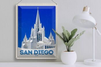 Signe en étain voyage 30x40cm, San Diego, états-unis, Architecture américaine 3