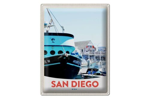 Blechschild Reise 30x40cm San Diego USA Amerika Yacht Meer