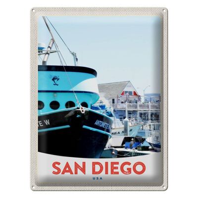Cartel de chapa de viaje, 30x40cm, San Diego, Estados Unidos, América, yate, mar