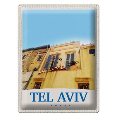 Cartel de chapa de viaje, 30x40cm, edificio de la ciudad de Tel Aviv, Israel