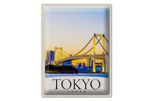 Blechschild Reise 30x40cm Tokio Asien Japan Brücke Hochhaus