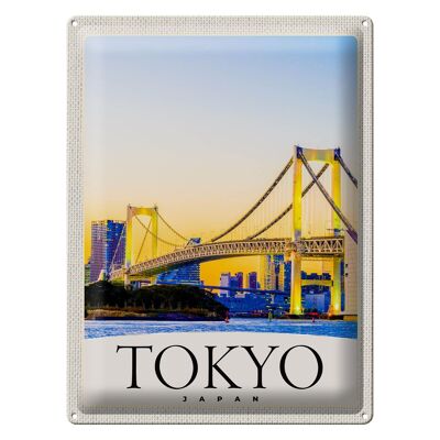 Targa in metallo da viaggio 30x40 cm Tokyo Asia Giappone Ponte grattacielo