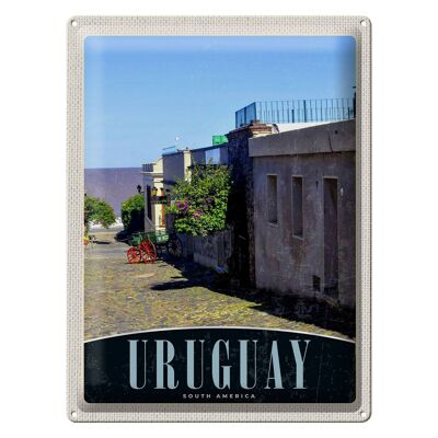Signe en étain voyage 30x40cm, Uruguay, vacances en ville d'amérique du sud