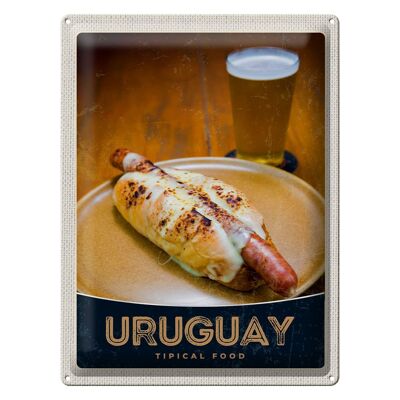 Cartel de chapa de viaje 30x40cm Uruguay Sudamérica comida típica