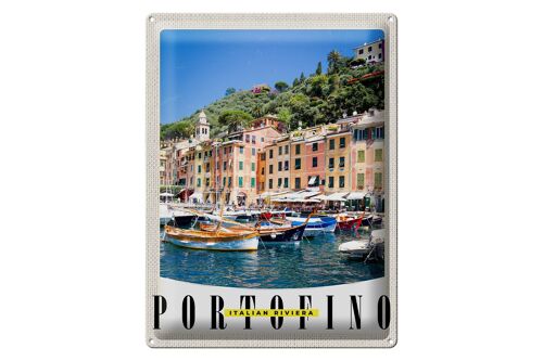 Blechschild Reise 30x40cm Portofino Italien Riviera Meer