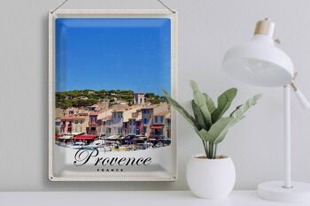 Plaque en tôle voyage 30x40cm Provence France bateaux ville 3
