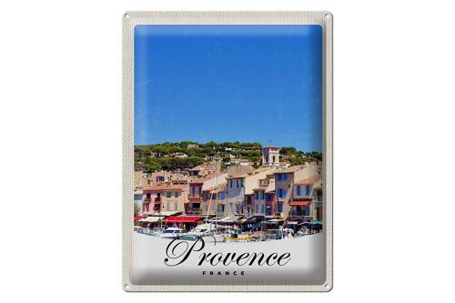 Blechschild Reise 30x40cm Provence Frankreich Boote Stadt