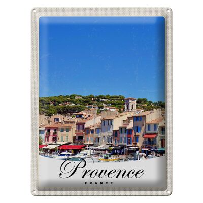 Blechschild Reise 30x40cm Provence Frankreich Boote Stadt