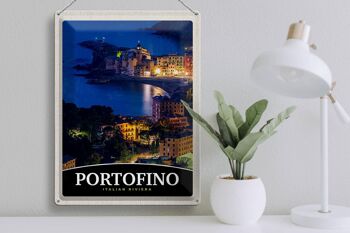 Panneau en étain voyage 30x40cm, Portofino italie Riviera soirée 3