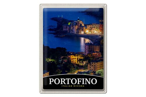 Blechschild Reise 30x40cm Portofino Italien Riviera Abend