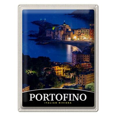 Cartel de chapa Travel 30x40cm Portofino Italia Riviera Noche