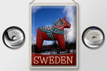 Panneau en étain voyage 30x40cm, sculpture de cheval rouge de Suède 2