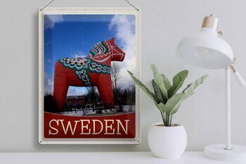 Panneau en étain voyage 30x40cm, sculpture de cheval rouge de Suède 3