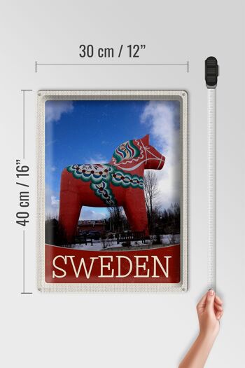 Panneau en étain voyage 30x40cm, sculpture de cheval rouge de Suède 4