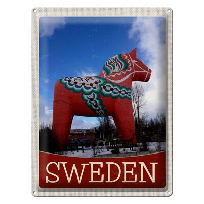 Targa in metallo da viaggio 30x40 cm Scultura cavallo rosso Svezia