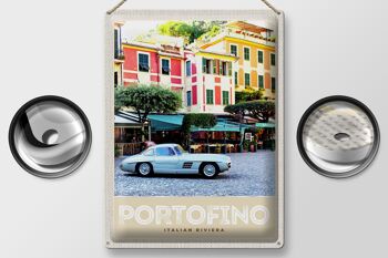 Panneau en étain voyage 30x40cm, Portofino, italie, Riviera, vieille ville 2