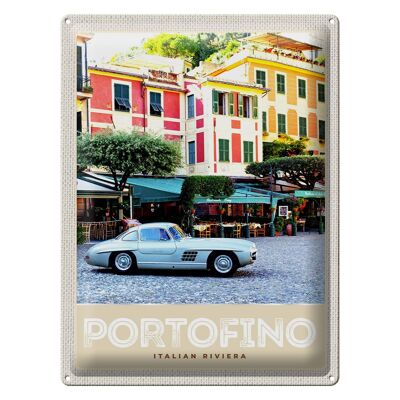 Targa in metallo da viaggio 30x40 cm Portofino Italia Riviera Centro storico