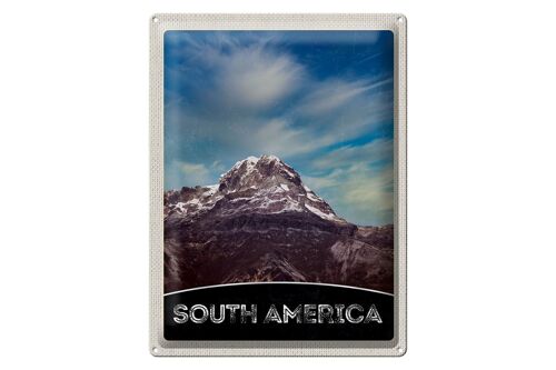 Blechschild Reise 30x40cm Süd Amerika Gebirge Natur Schnee