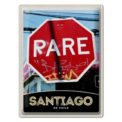 Cartel de chapa viaje 30x40cm Santiago de Chile América rojo