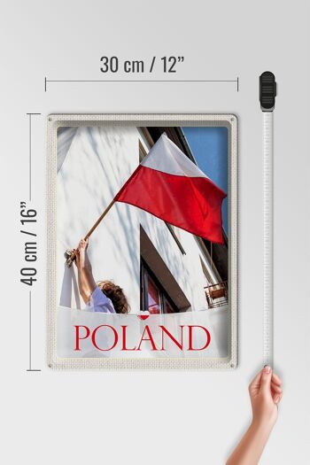 Panneau de voyage en étain, 30x40cm, drapeau de la pologne et de l'europe, maison de vacances 4