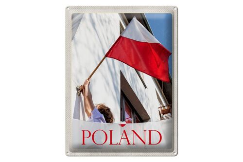 Blechschild Reise 30x40cm Polen Europa Flagge Haus Urlaub