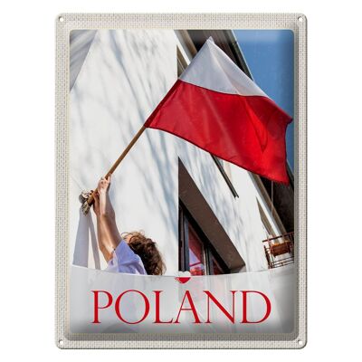 Blechschild Reise 30x40cm Polen Europa Flagge Haus Urlaub