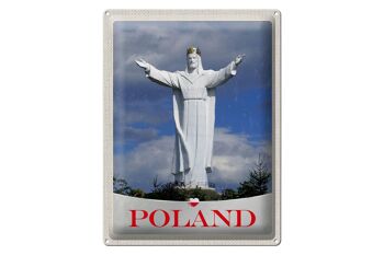 Panneau en étain voyage 30x40cm Pologne Europe sculpture blanche vacances 1