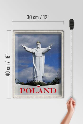 Panneau en étain voyage 30x40cm Pologne Europe sculpture blanche vacances 4