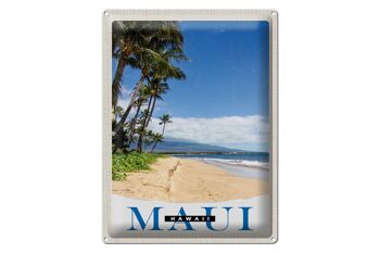 Signe en étain voyage 30x40cm, vagues de plage de l'île Maui Hawaii 1