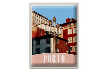Panneau en étain voyage 30x40cm, Porto Portugal Europe maison de ville 1