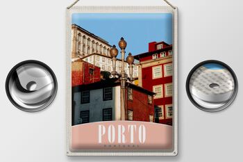 Panneau en étain voyage 30x40cm, Porto Portugal Europe maison de ville 2
