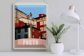 Panneau en étain voyage 30x40cm, Porto Portugal Europe maison de ville 3