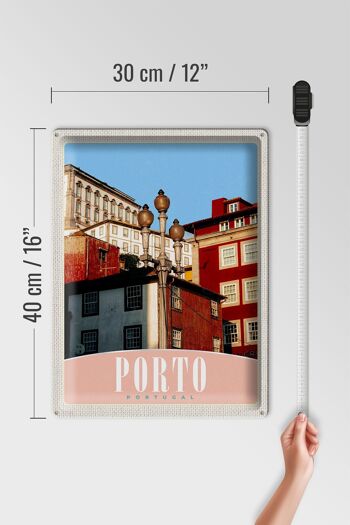 Panneau en étain voyage 30x40cm, Porto Portugal Europe maison de ville 4