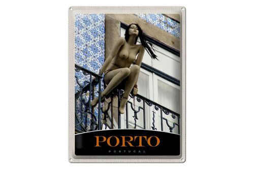 Blechschild Reise 30x40cm Porto Portugal Skulptur Urlaub