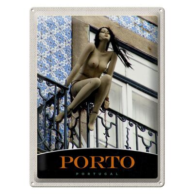 Blechschild Reise 30x40cm Porto Portugal Skulptur Urlaub