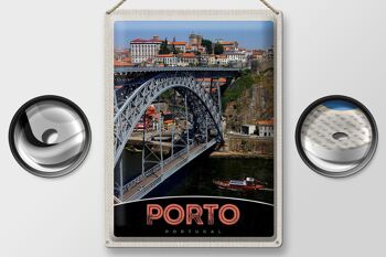 Panneau en étain voyage 30x40cm, pont de Porto Portugal Europe 2
